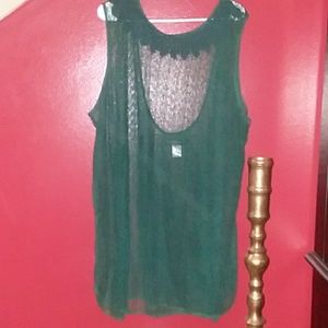 Sheer green lace tunic top Pyramid Collection